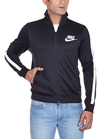 Nike Men's Polyester Track Jacket (888507034939_544140-010_Large_Black and White)